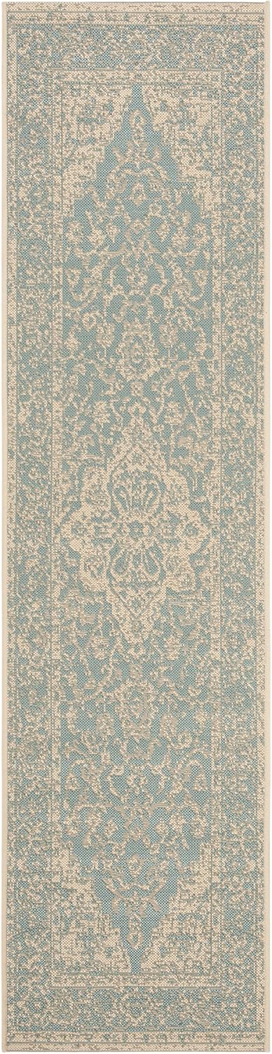 Alfombra lavable pasillo 2.2x6ft color aguamarina y crema