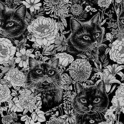 Papel tapiz vintage blanco y negro con animales 17.5x276"