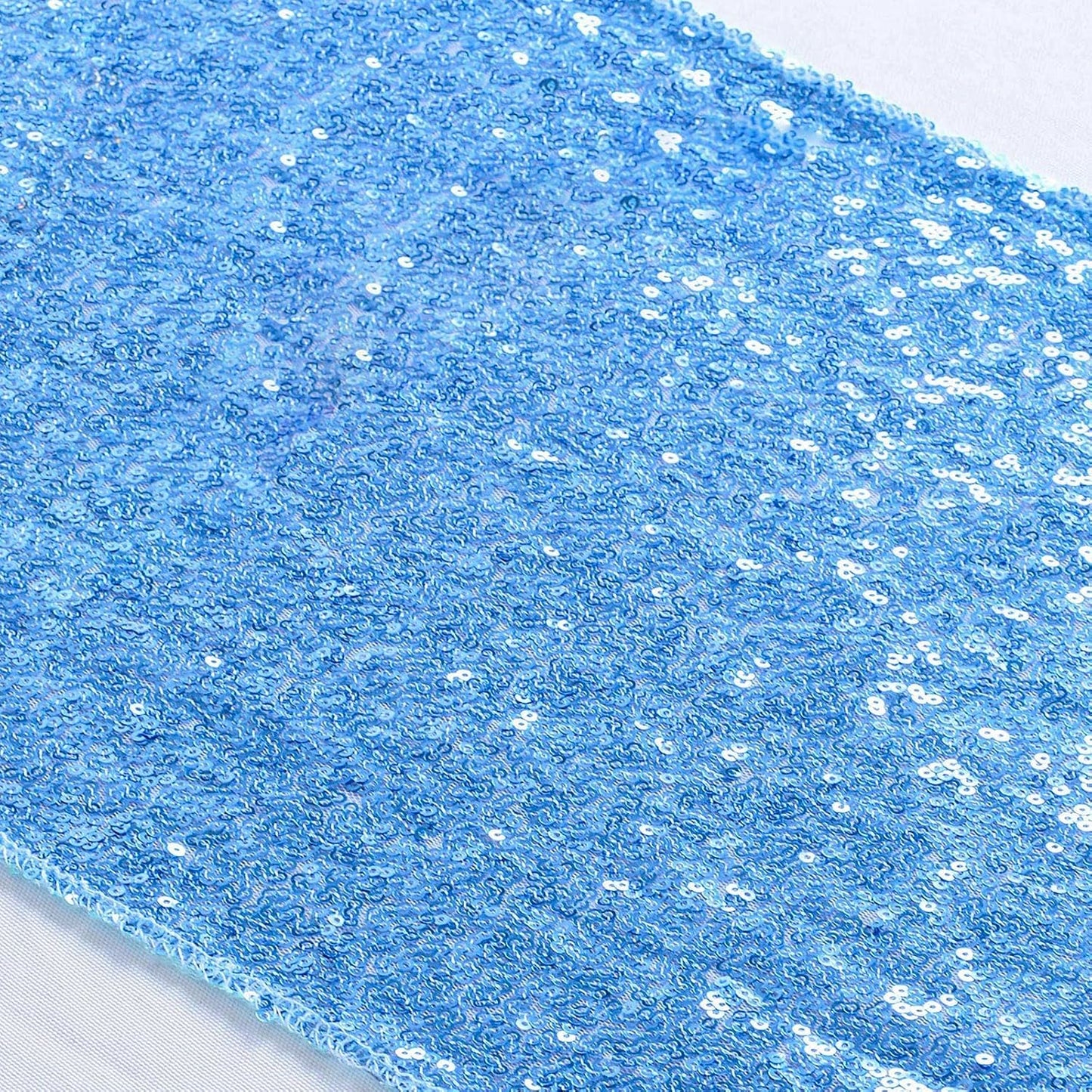Camino mesa lentejuelas azul bebé 12x108pulg para fiestas