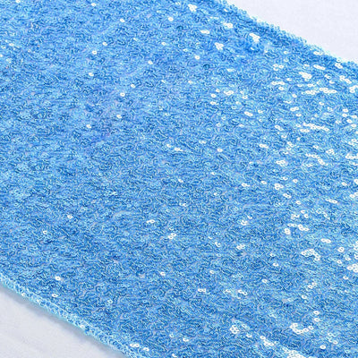 Camino mesa lentejuelas azul bebé 12x108pulg para fiestas