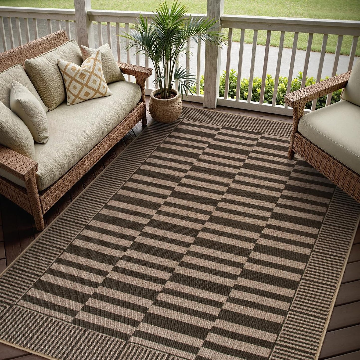 Alfombra yute rayas 5x7ft antiderrap interiores