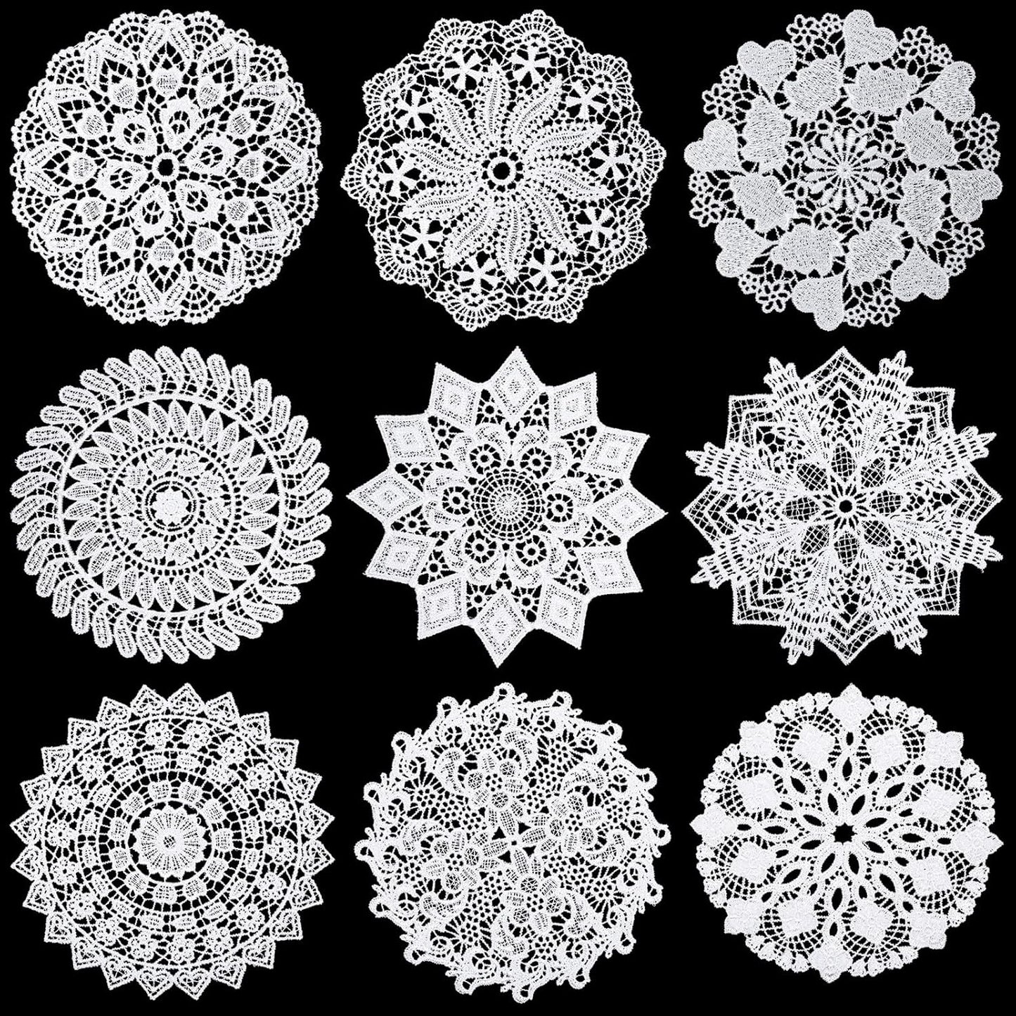Posavasos encaje blanco 6pulg ganchillo 9 pzas cocina comedor