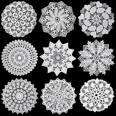 Posavasos encaje blanco 6pulg ganchillo 9 pzas cocina comedor