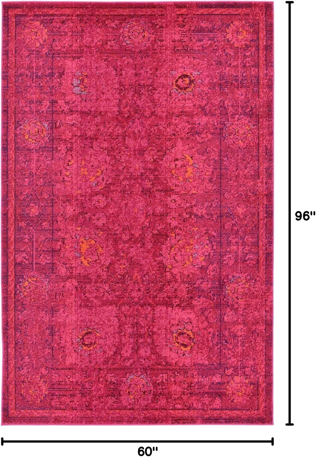 Alfombra vintage botánica roja 5x8ft