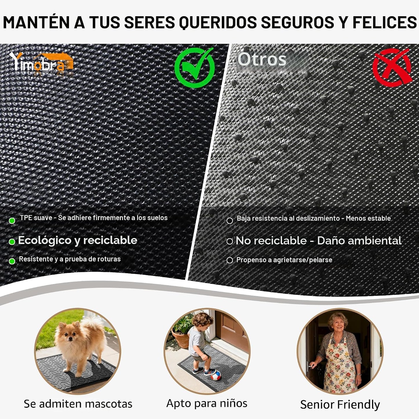Alfombra puerta exterior 29.5x17 impermeable antiderrap
