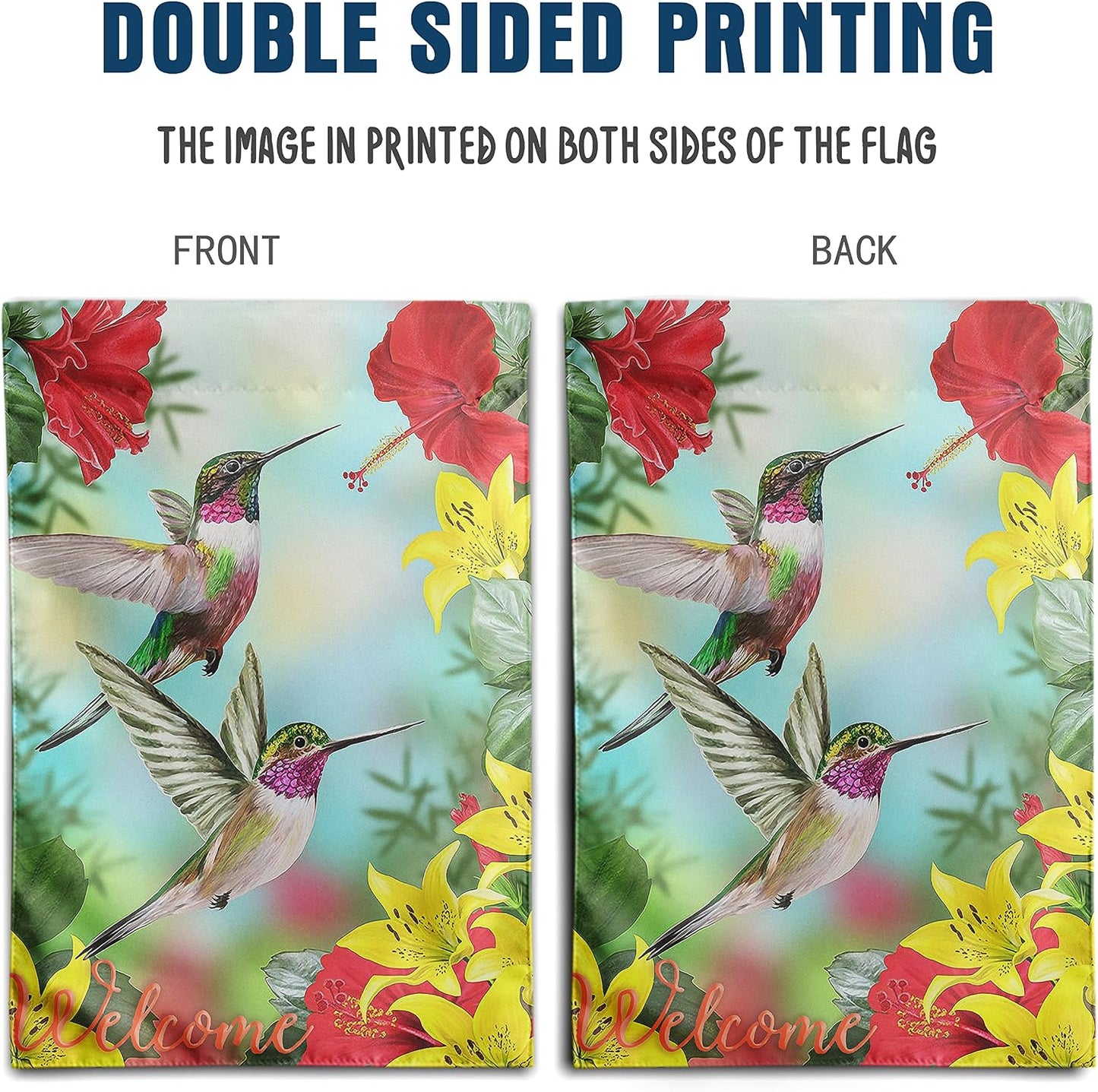Banderas jardín colibríes 12x18poliéster doble cara