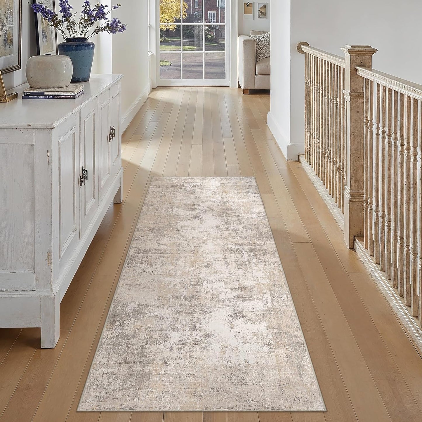 Alfombra pasillo 2x6ft pelo suave antiderrap beige gris