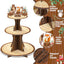 Soporte cupcakes animales bosque madera rústica 3 niveles