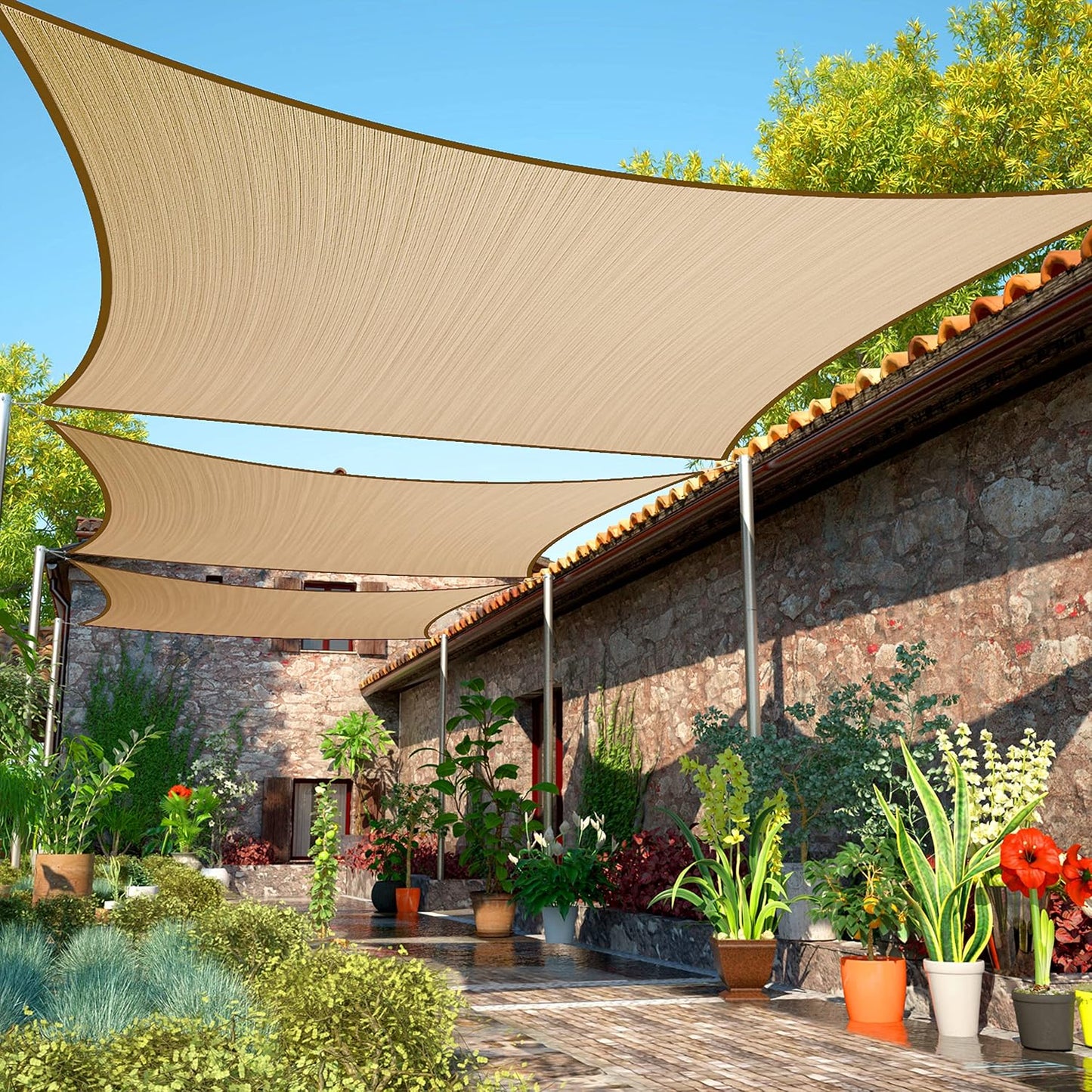 Parasol rectangular 14x16ft UPF50 resistente para cochera