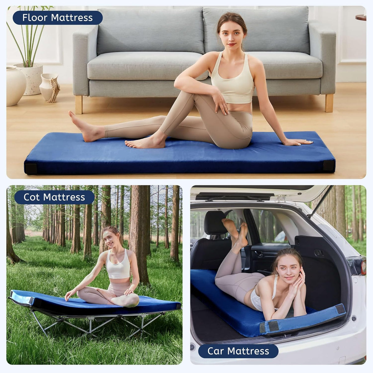 Colchón espuma memory foam para camping adultos plegable