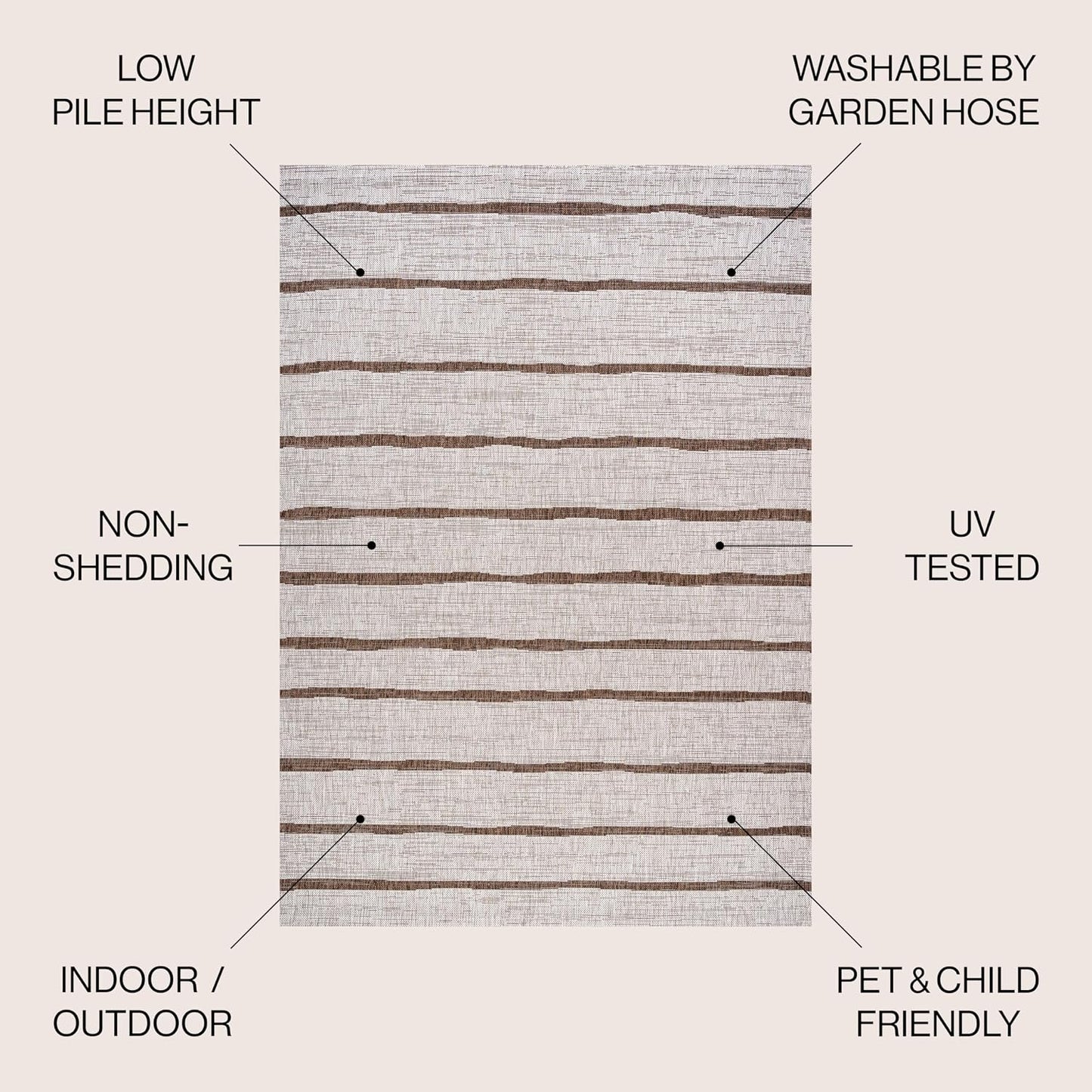 Alfombra Berber Stripe interiores 3x5ft beige/marrón