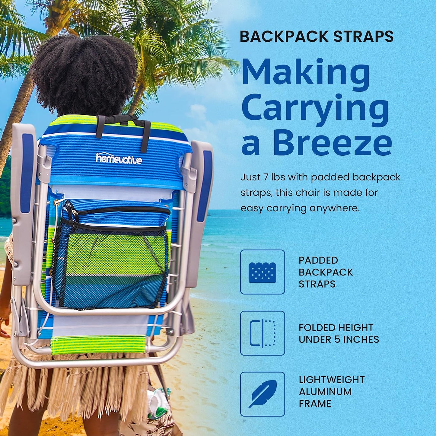 Silla playa plegable 5 posiciones toallero bolsa enfriadora