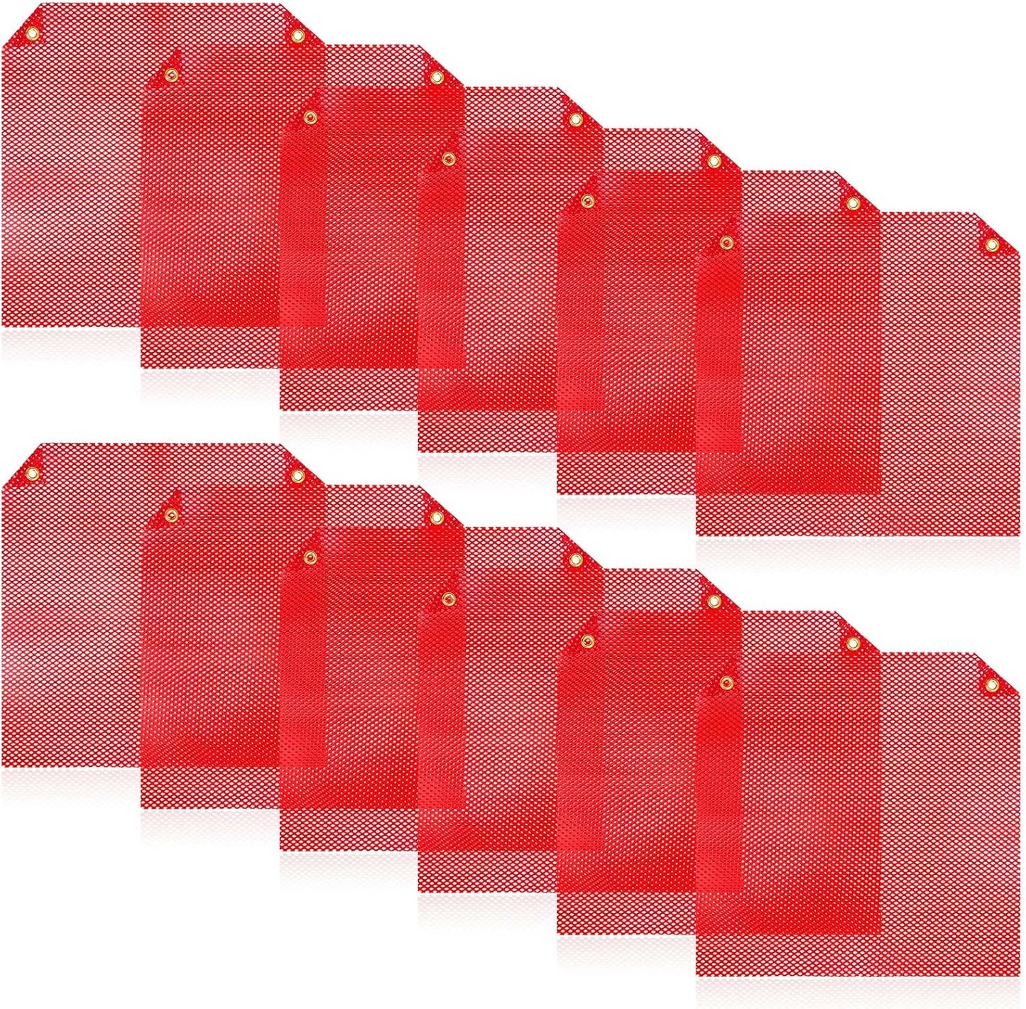 12 Banderas Seguridad 18x18pulg Malla Resistente Camiones