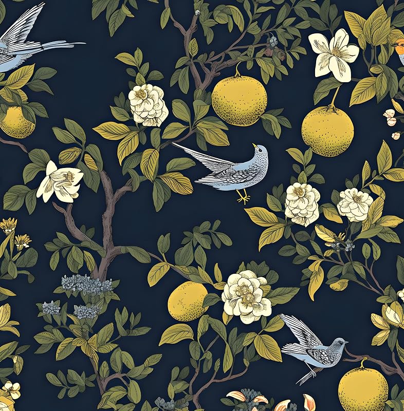 Papel tapiz autoadhesivo botánico floral 17.5x393.7"