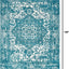Alfombra área medallón 9x12pulg rectangular turquesa/marfil