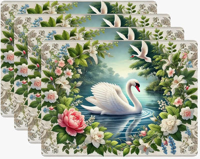 4 Pzas Mantel Individual 12x16pulg Corcho Cisne