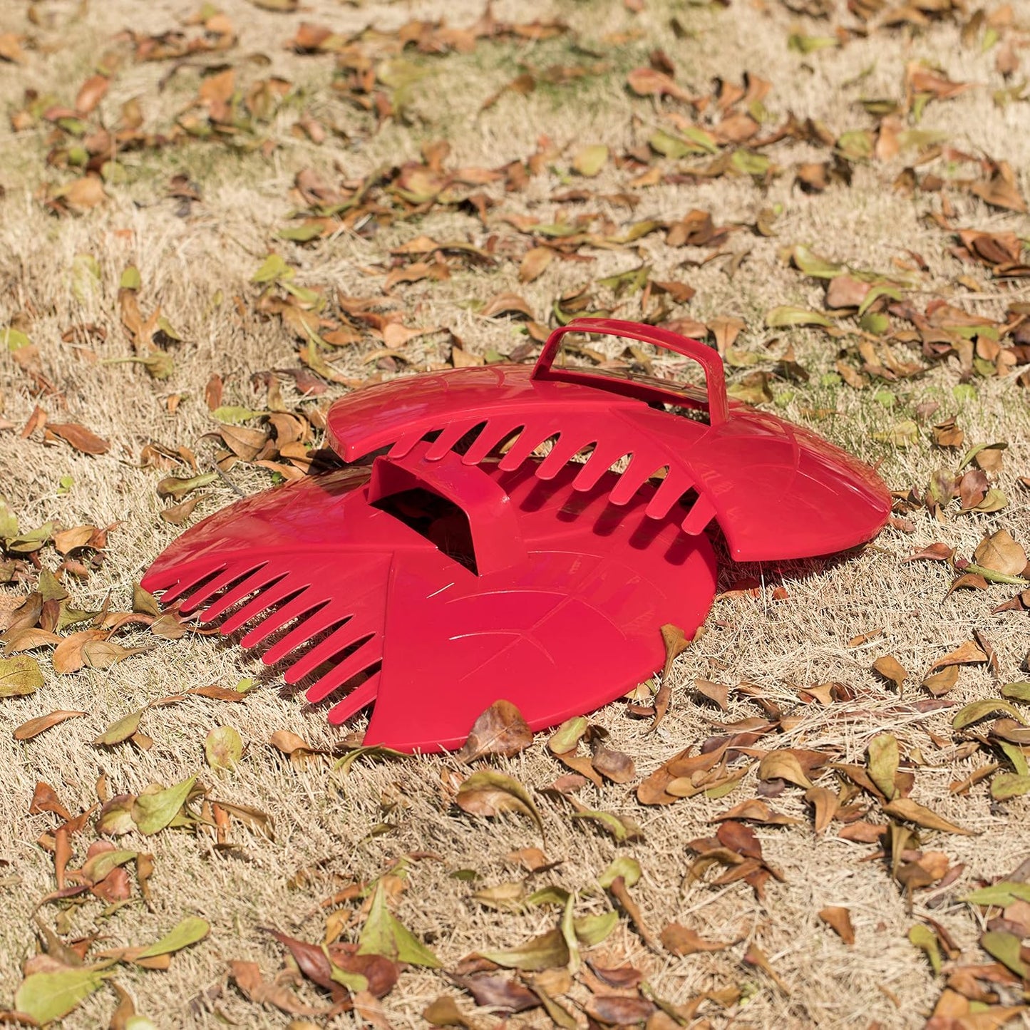 Par cucharas decorativas para hojas rastrillo jardín rojo