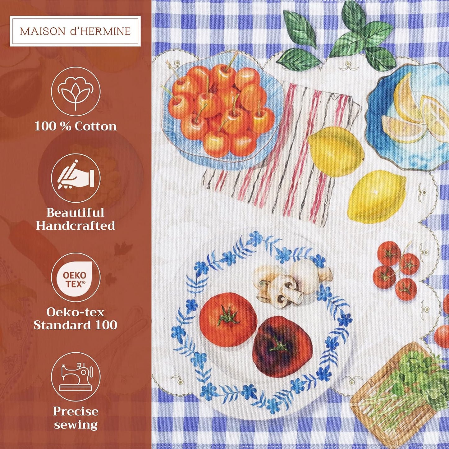 Set 4 Manteles Algodón 13x19pulg Reutilizables Gourmand