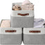 Contenedores lino 15.8x12.5x10" gris y blanco 3 Uds