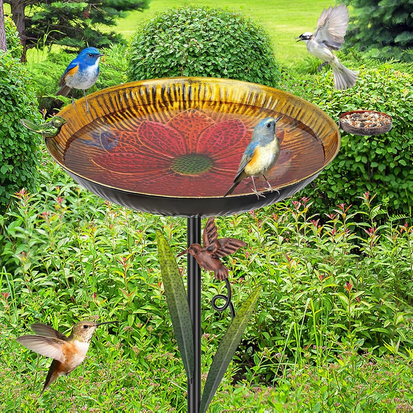 Baño de pájaros hierro desmontable 41.5" jardín