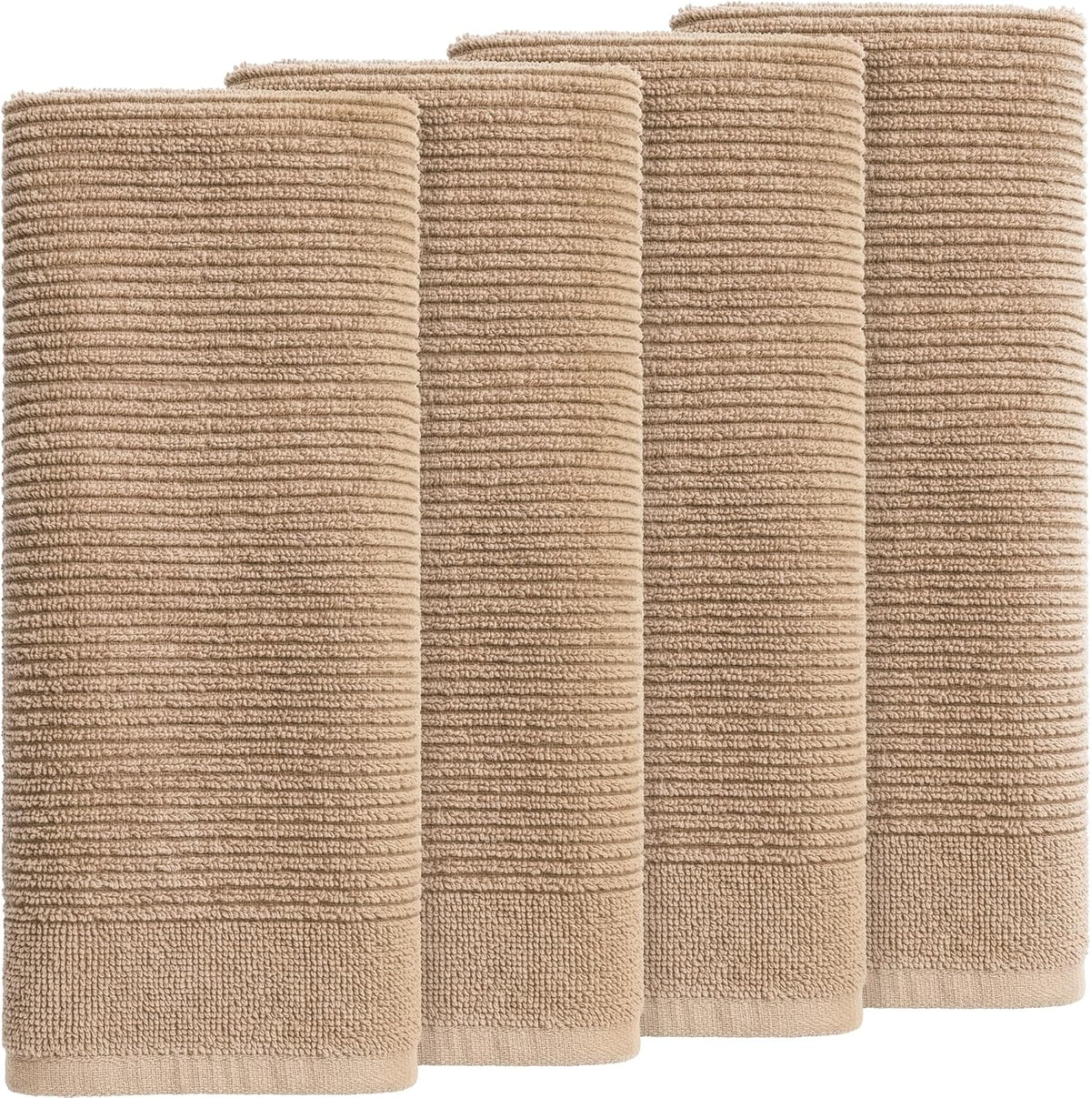 Toallas de cocina grandes de algodón terciopelo absorbentes beige set de 4