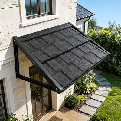 Toldo metal fijo 53x32pulg marco acero triangular alta resistencia