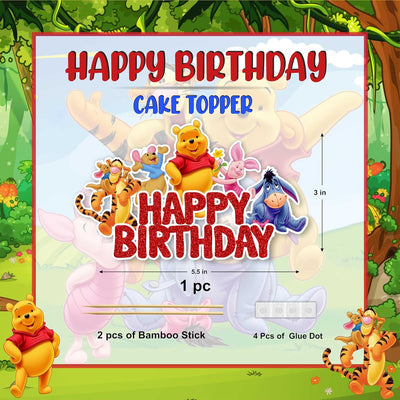 Topper pastel Winie Pooh fiesta cumpleaños temática