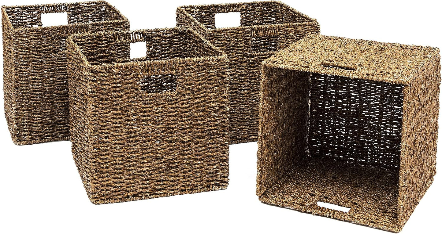 Cesta almacenamiento plegable set 4 marrón