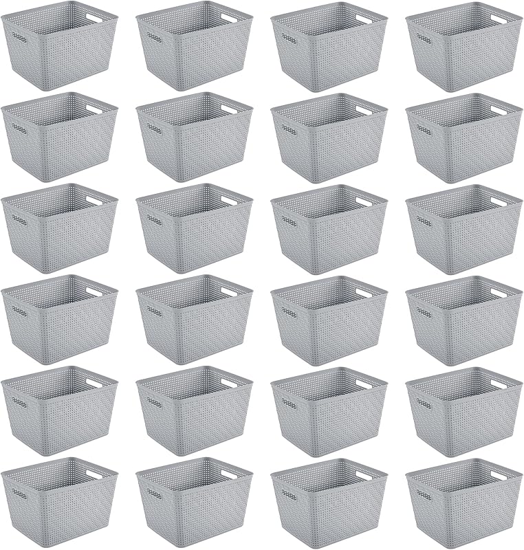 Pack 24 Contenedores Plástico Org. Canastillas Altas Cemento