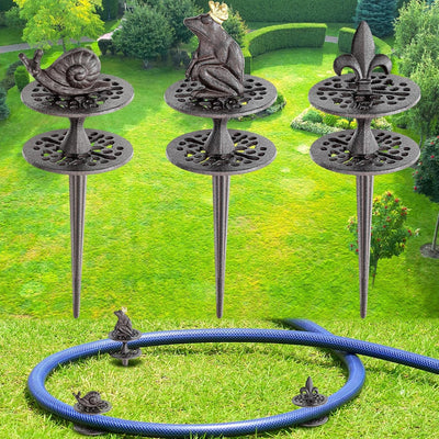 Set 3 Guías Manguera Jardín Estacas Hierro Fundido Decorativas