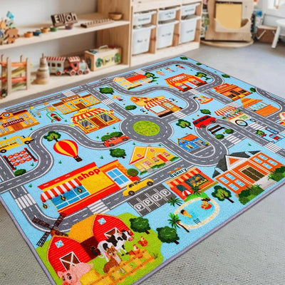 Alfombra coche niños antiderrap 59x39pulg azul