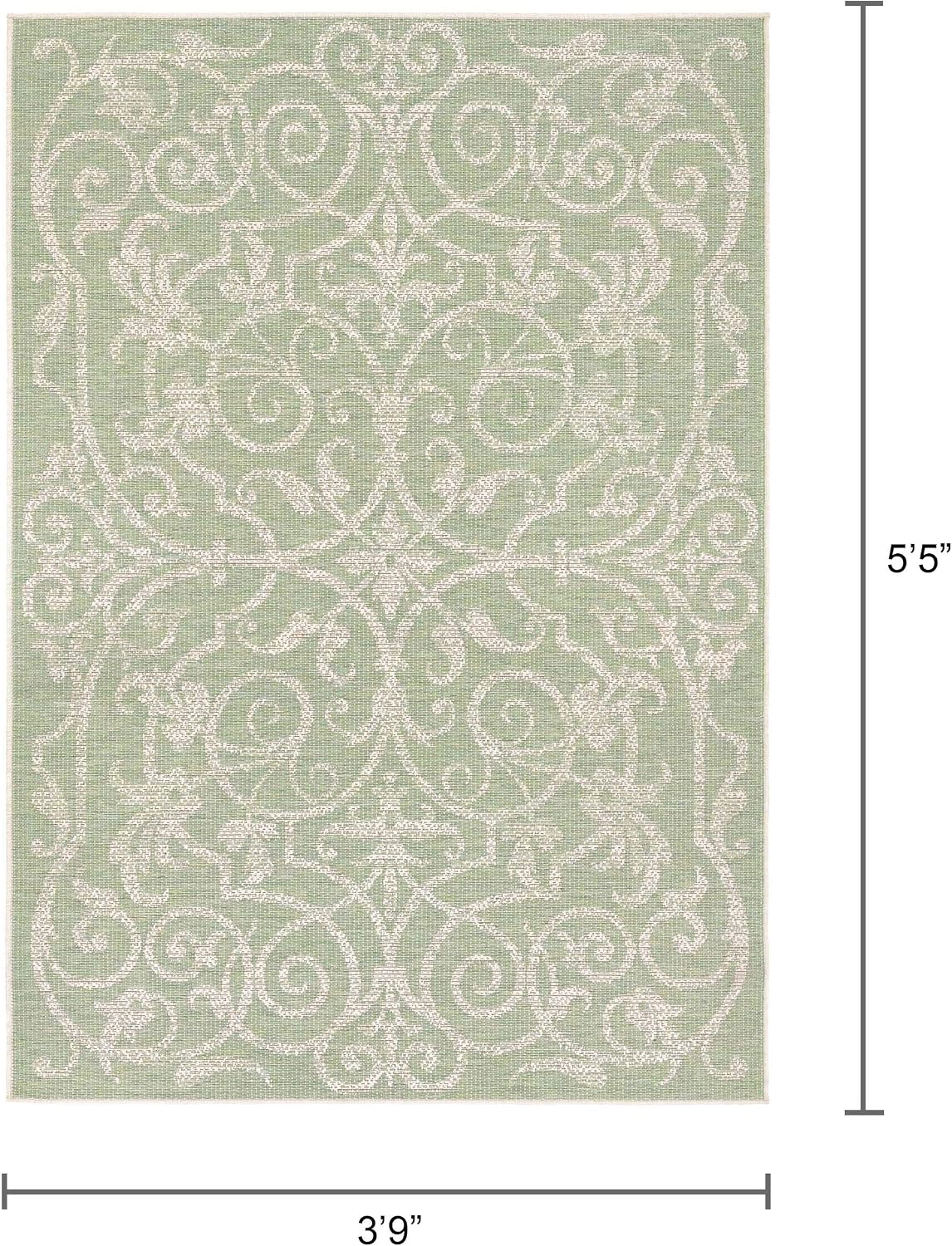 Alfombra interiores exteriores 3x5ft color marfil lavable