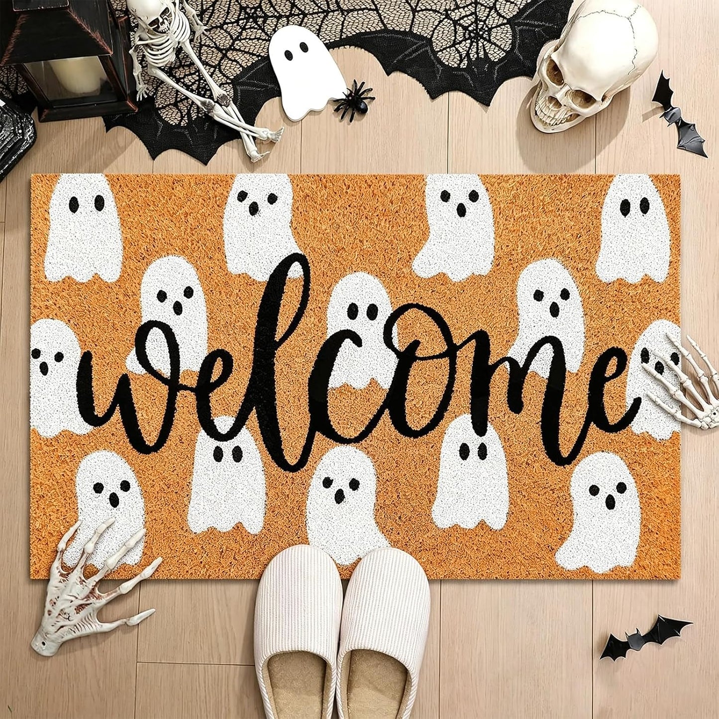 Tapete fibra coco Halloween fantasma antiderrap puerta