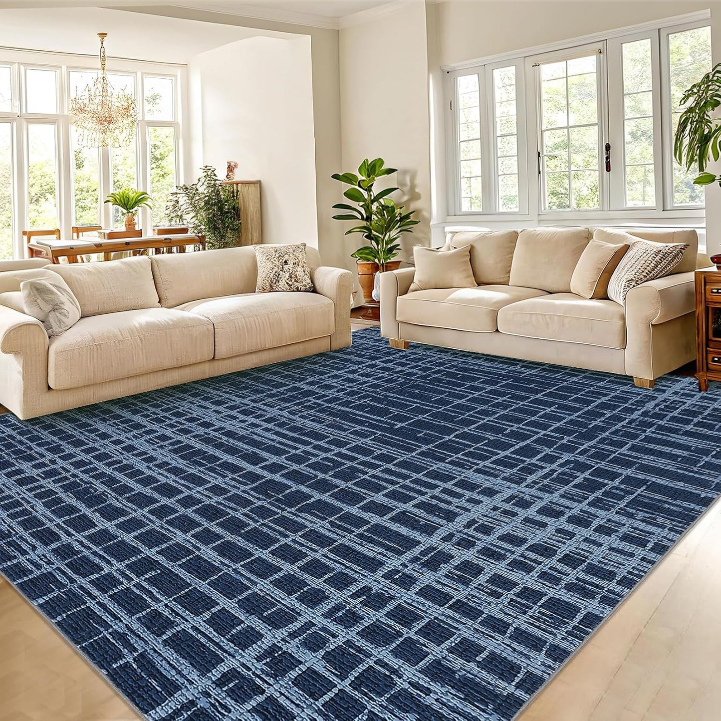 Alfombra 8x10ft cuadros lavable antiderrap comedor