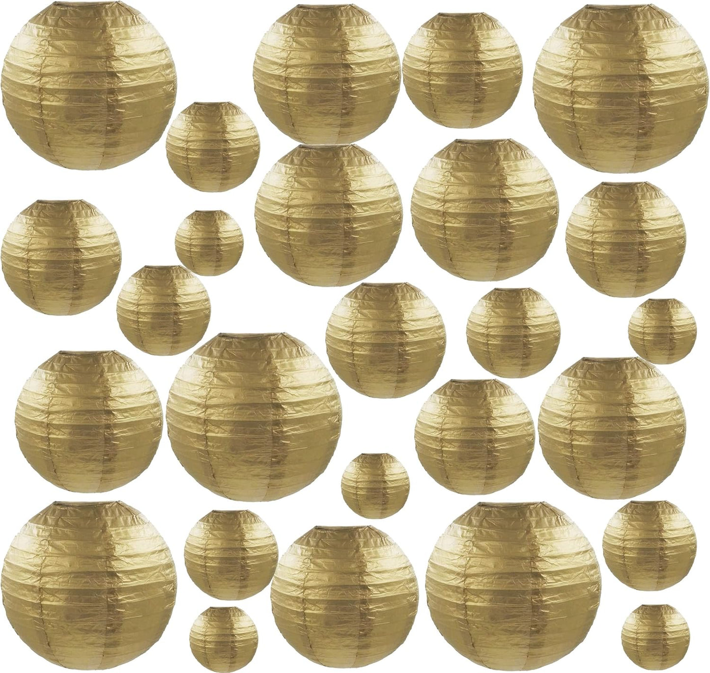 25 Faroles Papel 4-12pulg Colgantes Decoración Boda Dorado