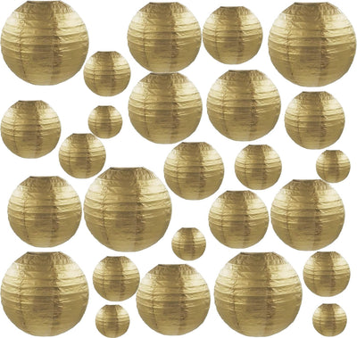 25 Faroles Papel 4-12pulg Colgantes Decoración Boda Dorado