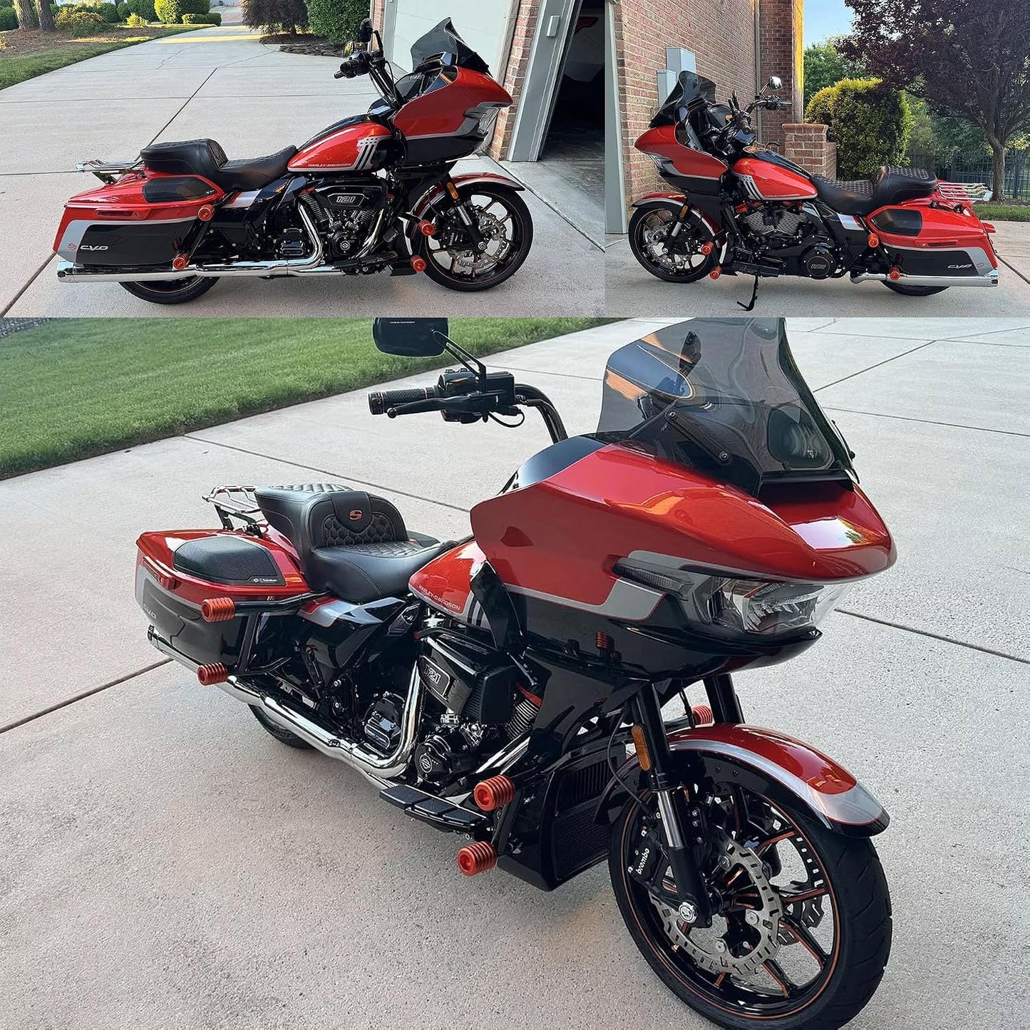Barras deslizantes choque Harley rojo CNC