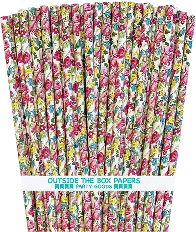 Pajitas papel floral rosas cumpleaños boda 7.75pulg pack 100