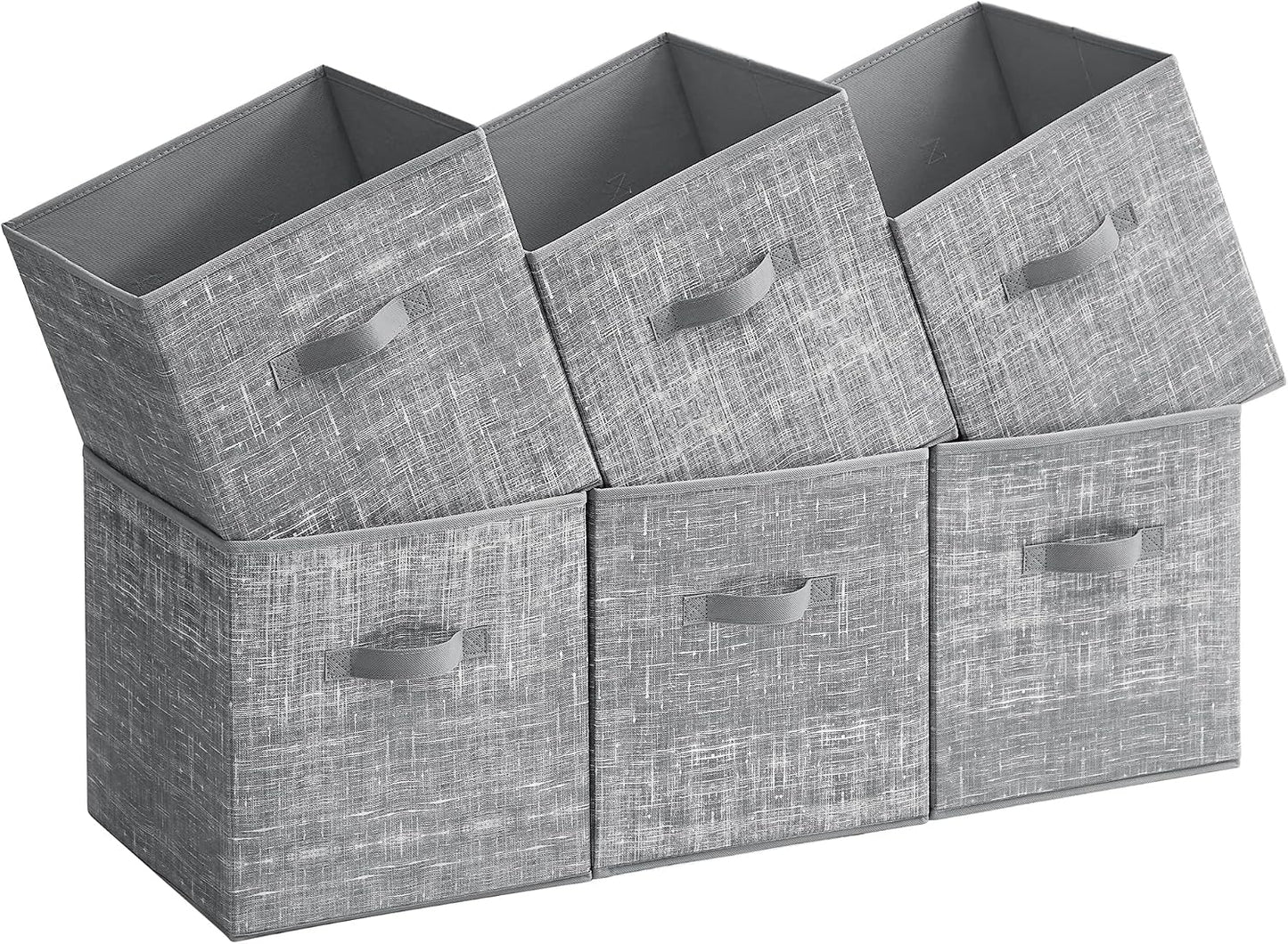 6 Pzas Cubos Almacenamiento Plegables 13" Asas Dobles Gris