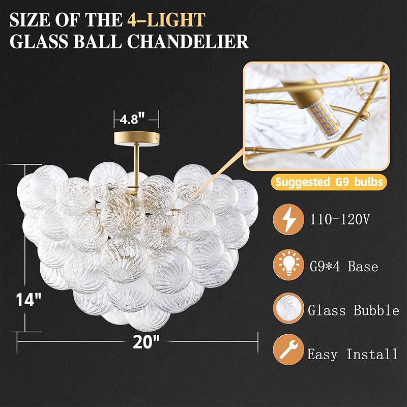 Candelabro vidrio soplado 20pulg dorado dormitorio