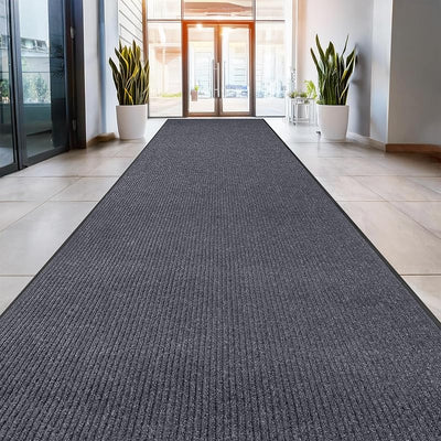 Tapete entrada comercial goma resistente 4x10pies gris