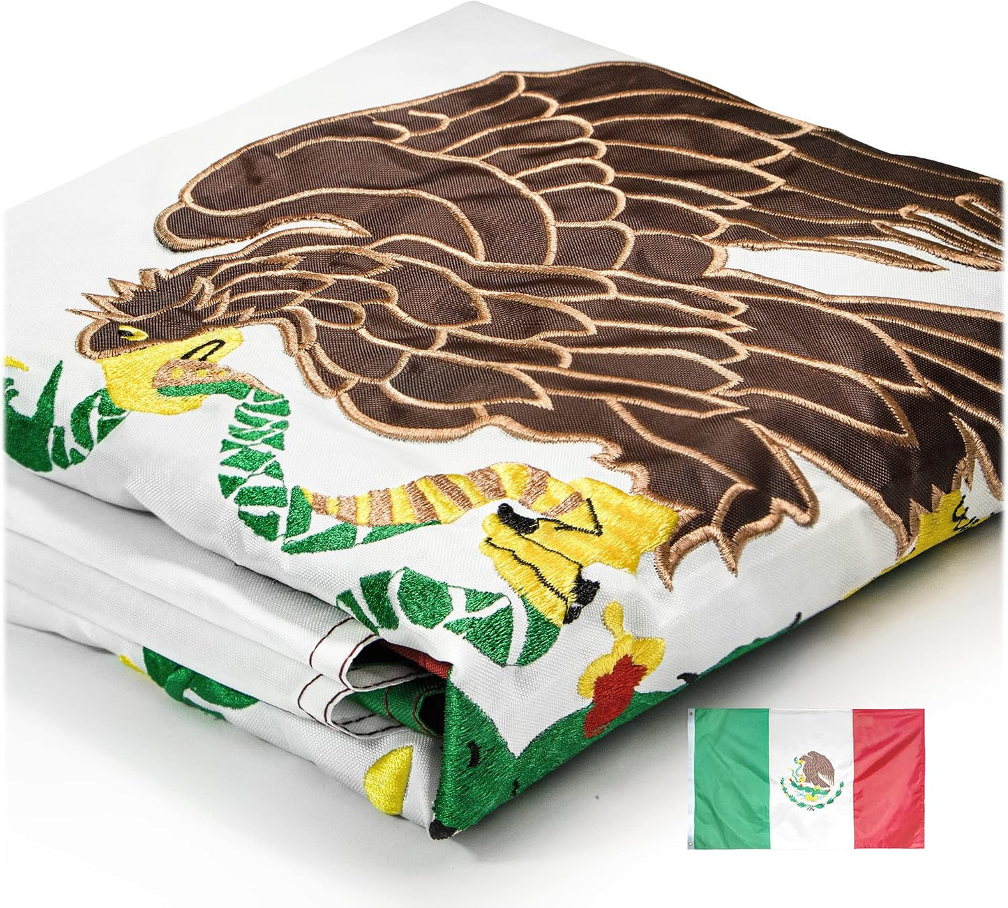 Bandera México 3x5ft bordada lona resistente ojales latón