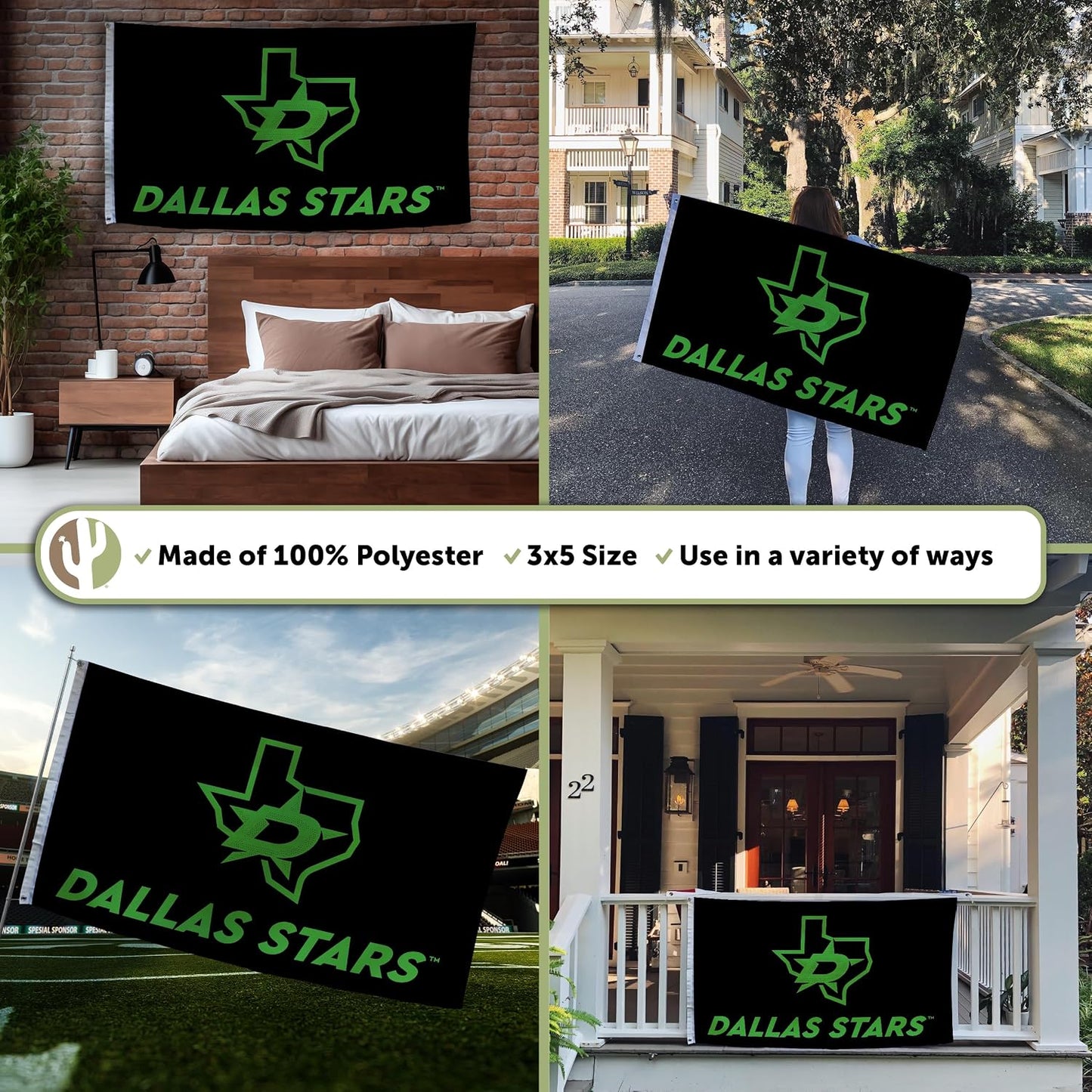 Banderas Dallas Stars NHL 3x5ft poliéster interiores exteriores