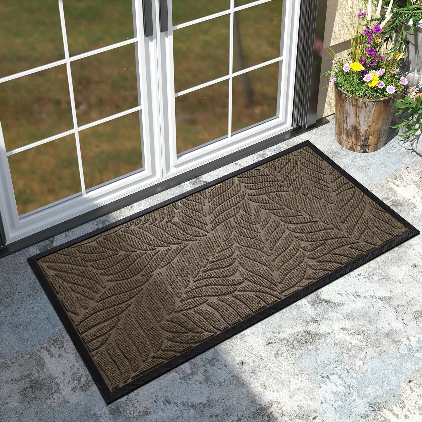 Tapete 47x24pulg impermeable antiderrap garaje marrón