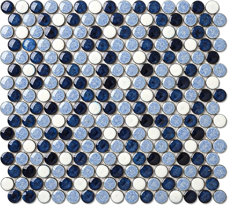 Azulejos mosaico azul marino y blanco caja 5