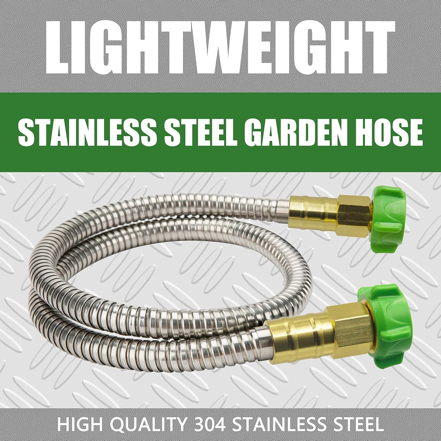 Manguera jardín acero inox 304 5ft conector metal hembra