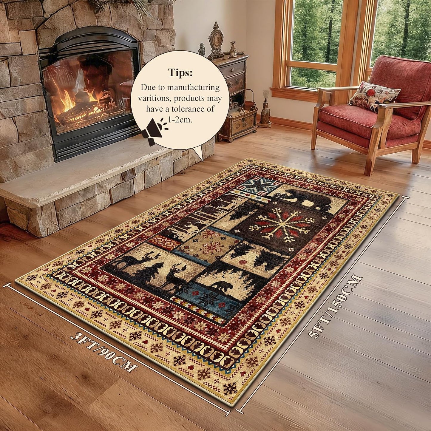 Alfombra oso navidad lavable 3x5ft antiderrap suave