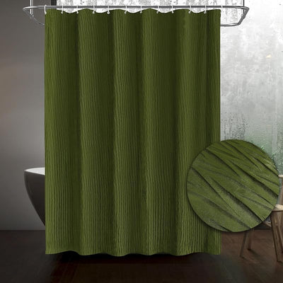 Cortina ducha texturizada verde oliva 72x72pulg 12 ganchos