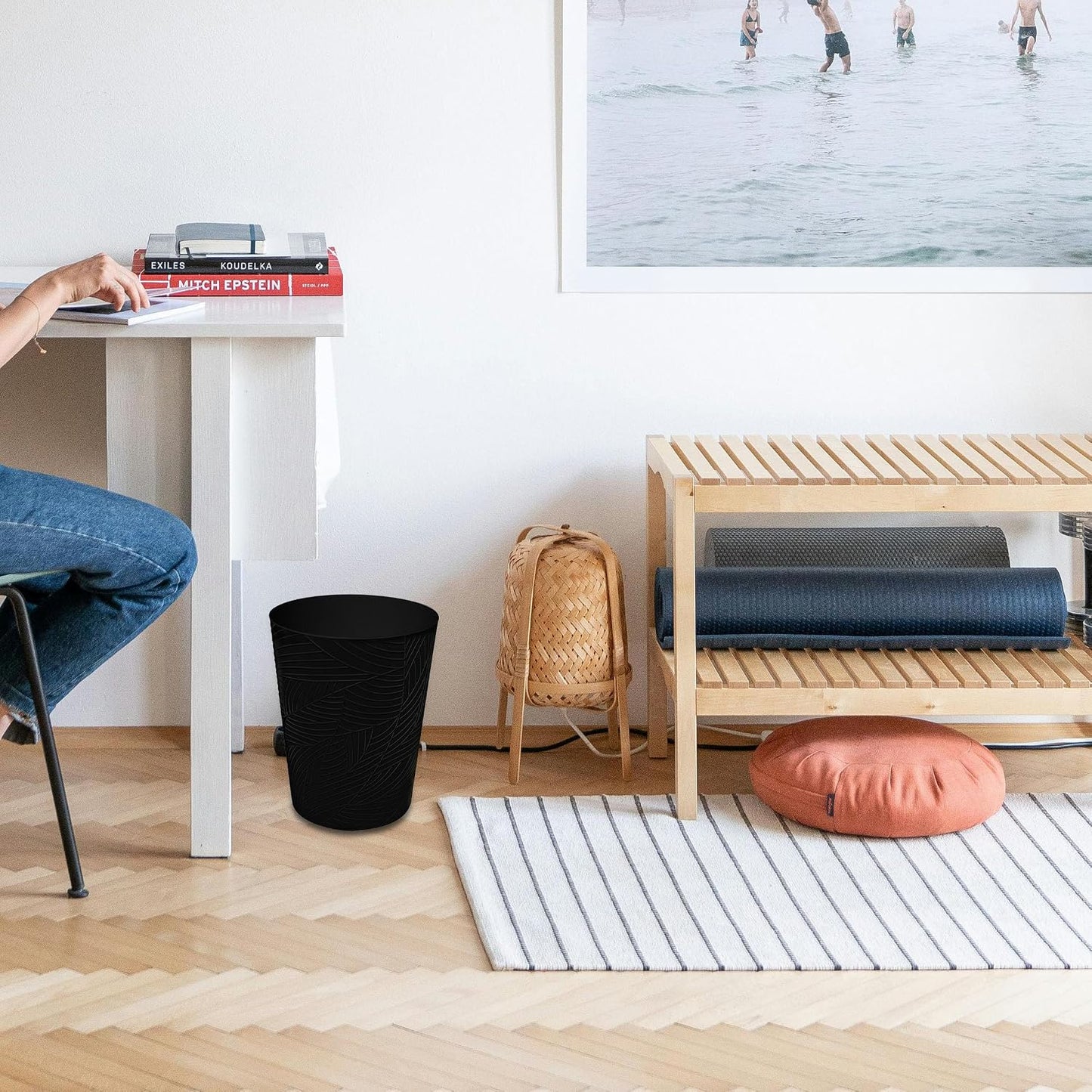 Cubo basura 1.8gal diseño moderno hojas para baño dormitorio