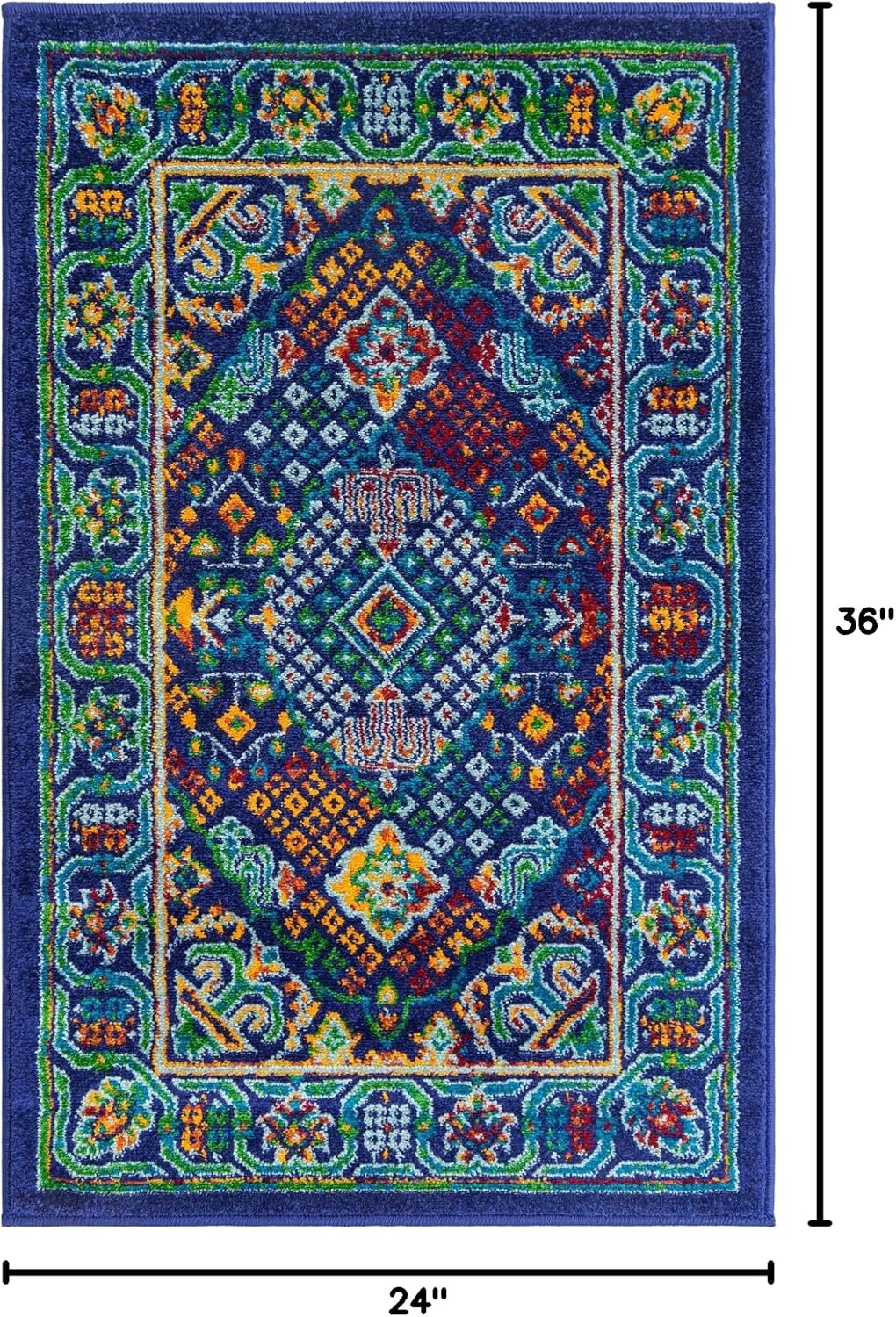 Alfombra Trinidad 2x3ft rectangular azul marino/verde